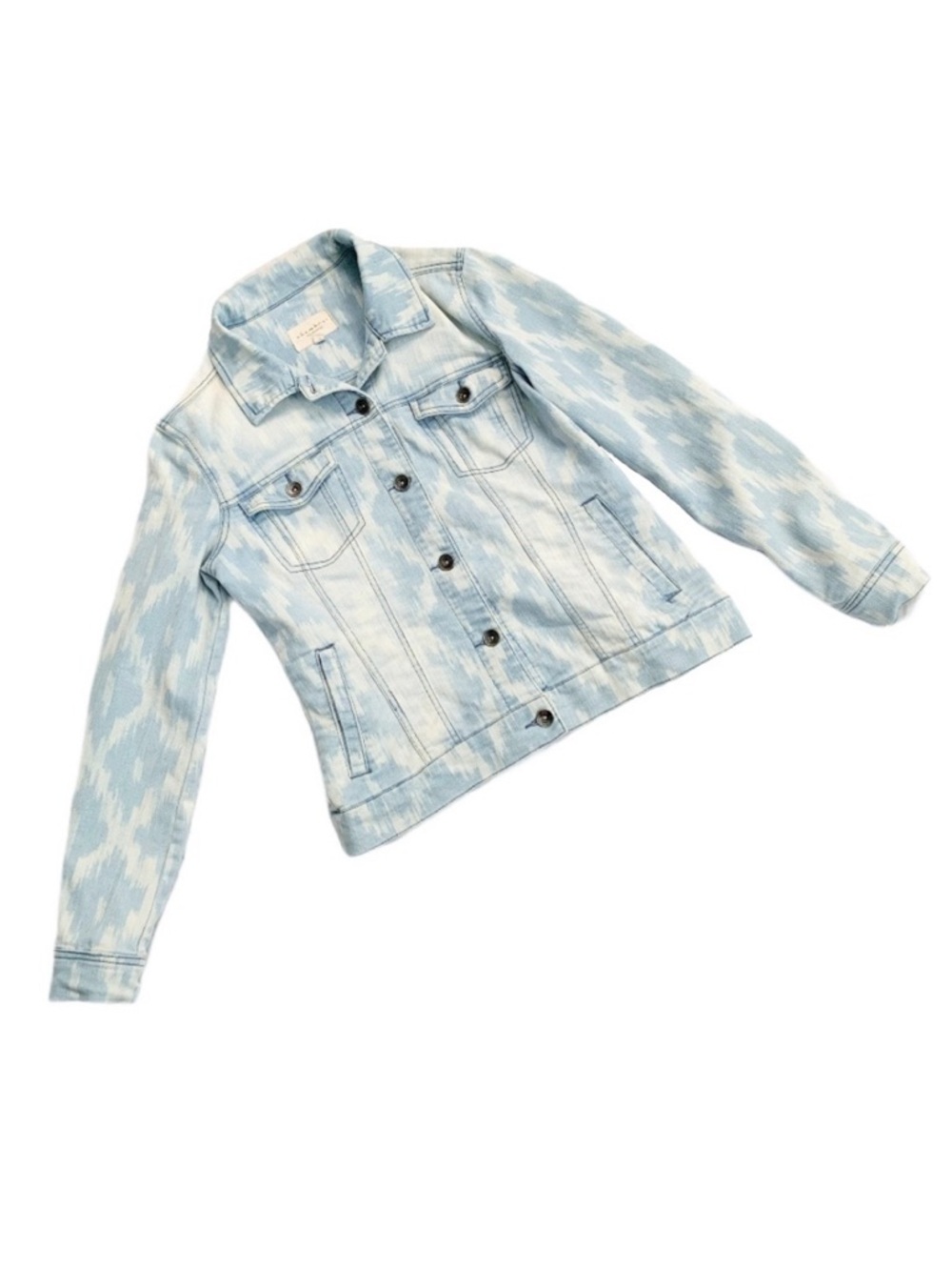 Chambrai Los Angeles Ikat Denim Blue Jean Jacket Large EUC